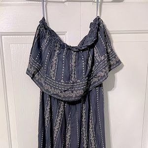 Boho-Chic Patterned Blue Jumpsuit
